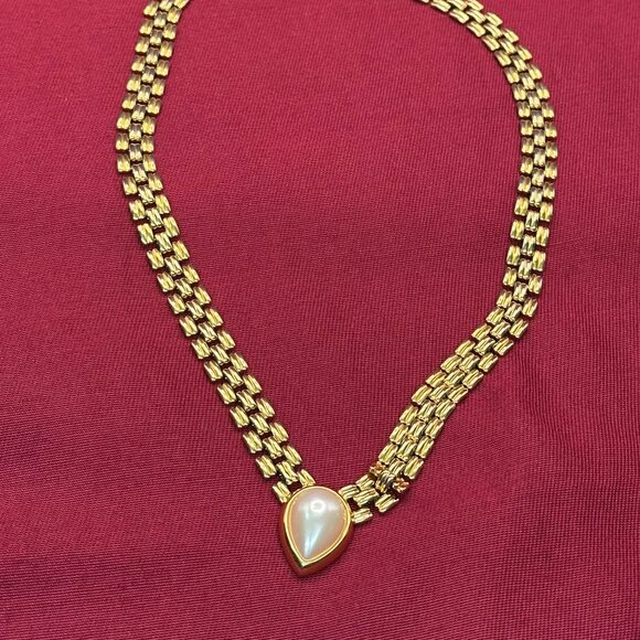 VTG Marvella Gold-Tone Chain Faux Pearl Accent Choker Necklace - Picture 9 of 12